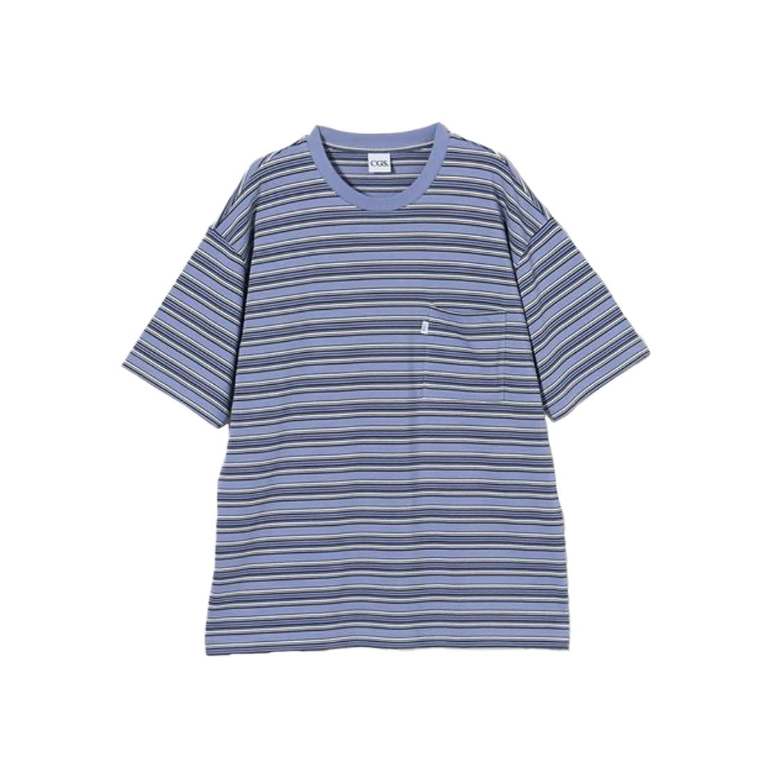 KM5CTSSCG08PP California General Store Organic Cotton Border 1Pocket T-shirt Turquoise - 25FW - 대표 이미지 #1