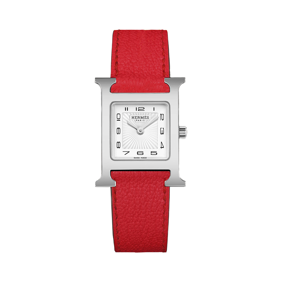 W055210WW00 Hermes Heure H Watch Small Red Casaque Evercolor Calfskin Strap & Steel