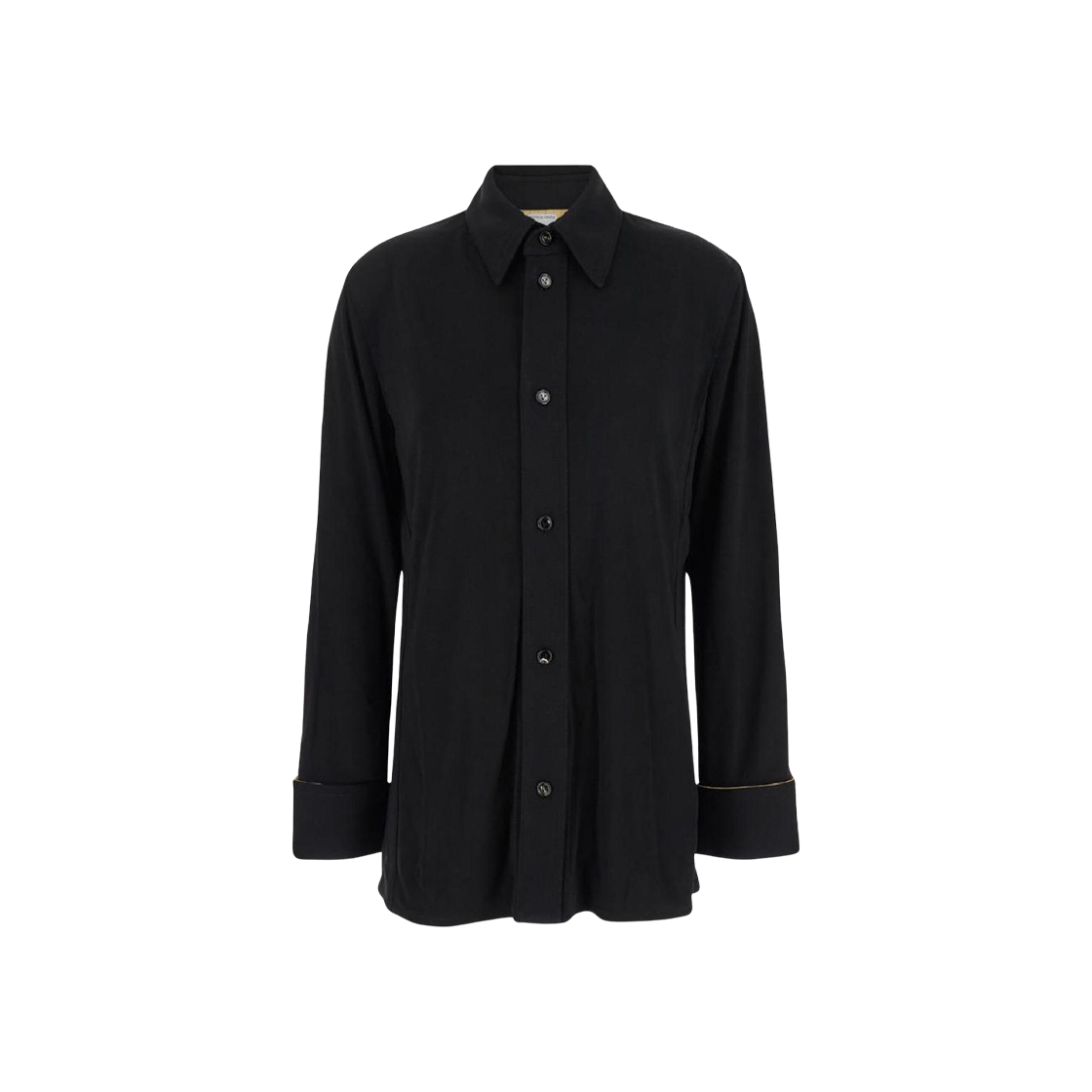 (W) 보테가 베네타 매트 플루이드 비스코스 저지 셔츠 블랙((W) Bottega Veneta Matt Fluid Viscose Jersey Shirt Black)