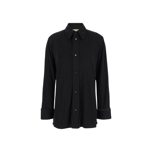 797498V4N001000 (W) Bottega Veneta Matt Fluid Viscose Jersey Shirt Black