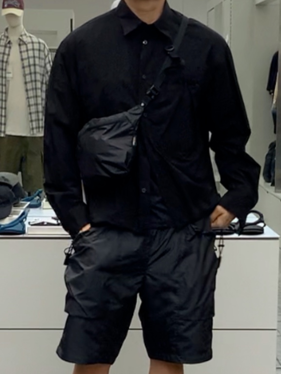 Goldwin Pertex Shield Air Cap Snow Gray - 25SS, D-VEC DWR NY Stretch Taffeta LS Shirt Black - 25SS 착용 스타일 - 3