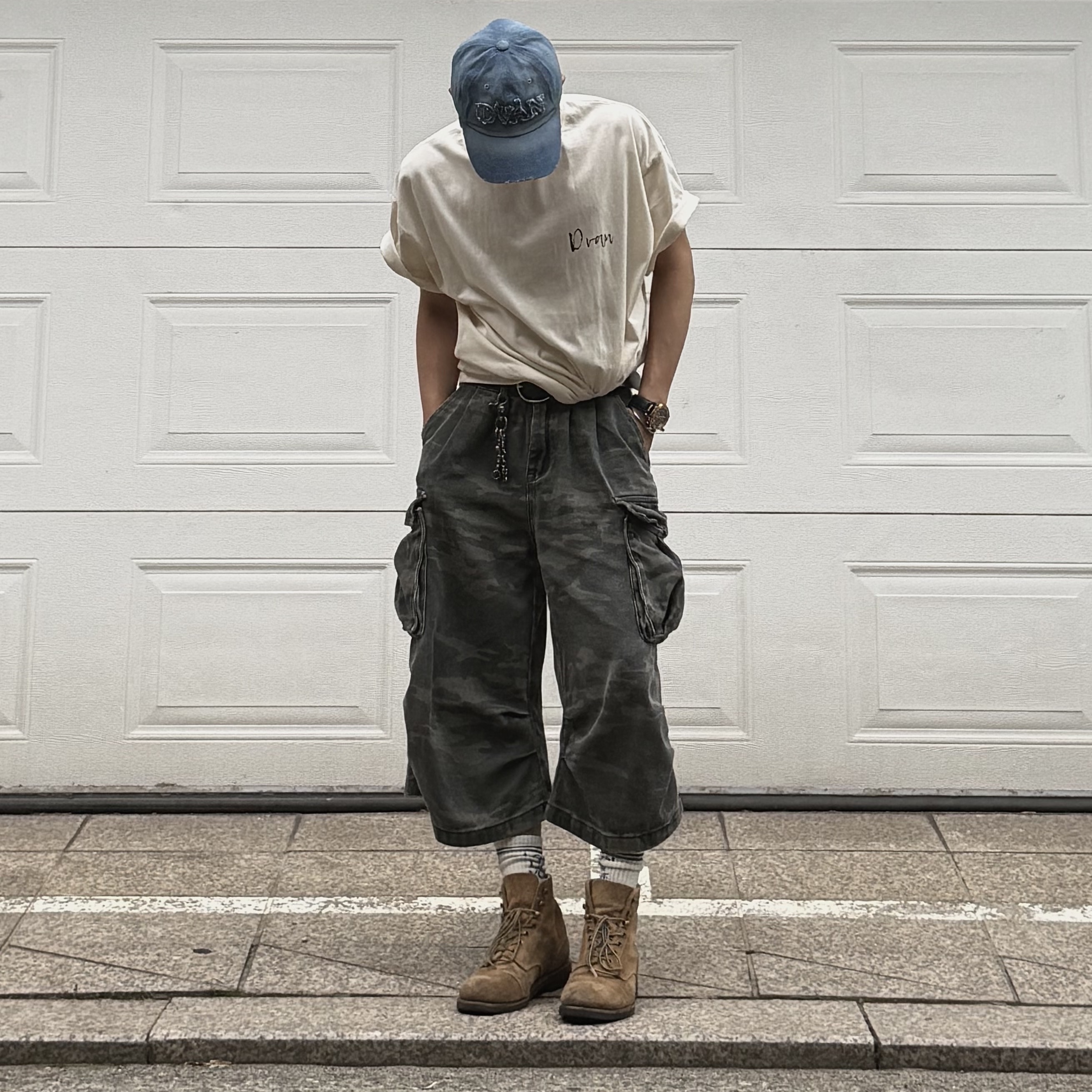 JOSEPHT WorkBoots Beige, Temporary Universe Two Tone Logo Sports Socks 착용 스타일 - 7