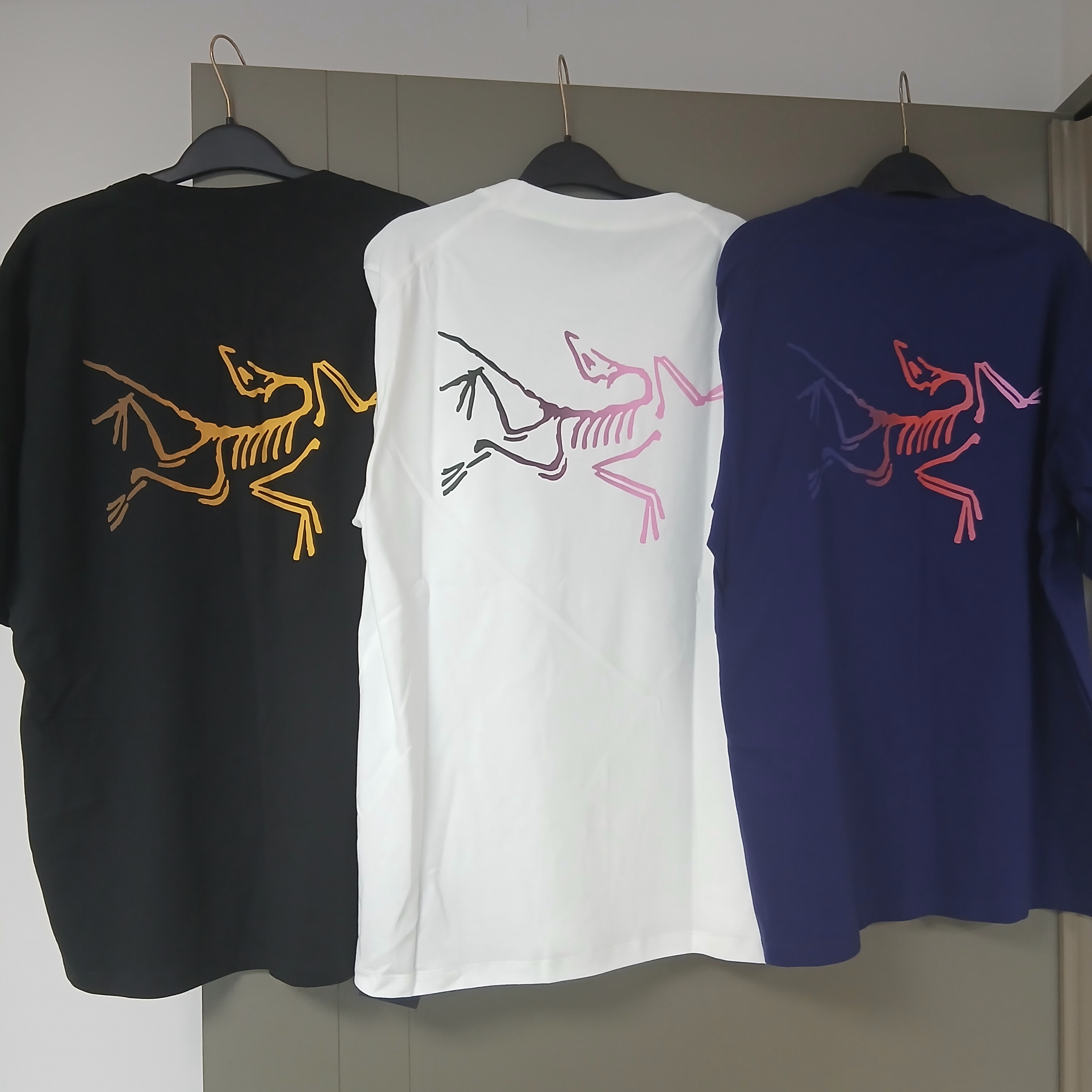 Arc'teryx Kragg Cotton Logo SS T-Shirt White Light Soul, Arc'teryx Kragg Cotton Logo SS T-Shirt 24K Black 착용 스타일 - 1