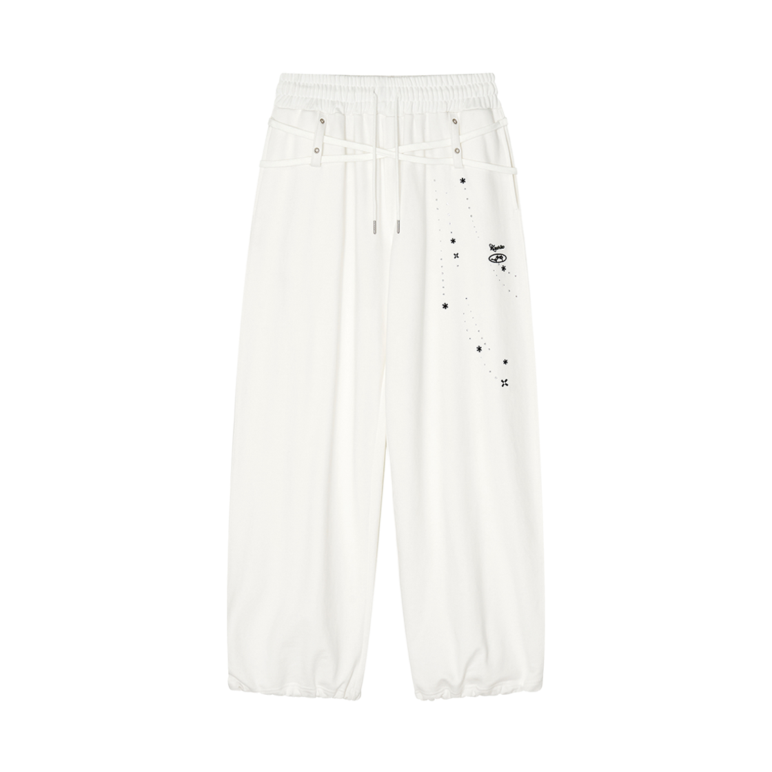 49887 Kashiko Zenu Belt Sweat Pants Whtie
