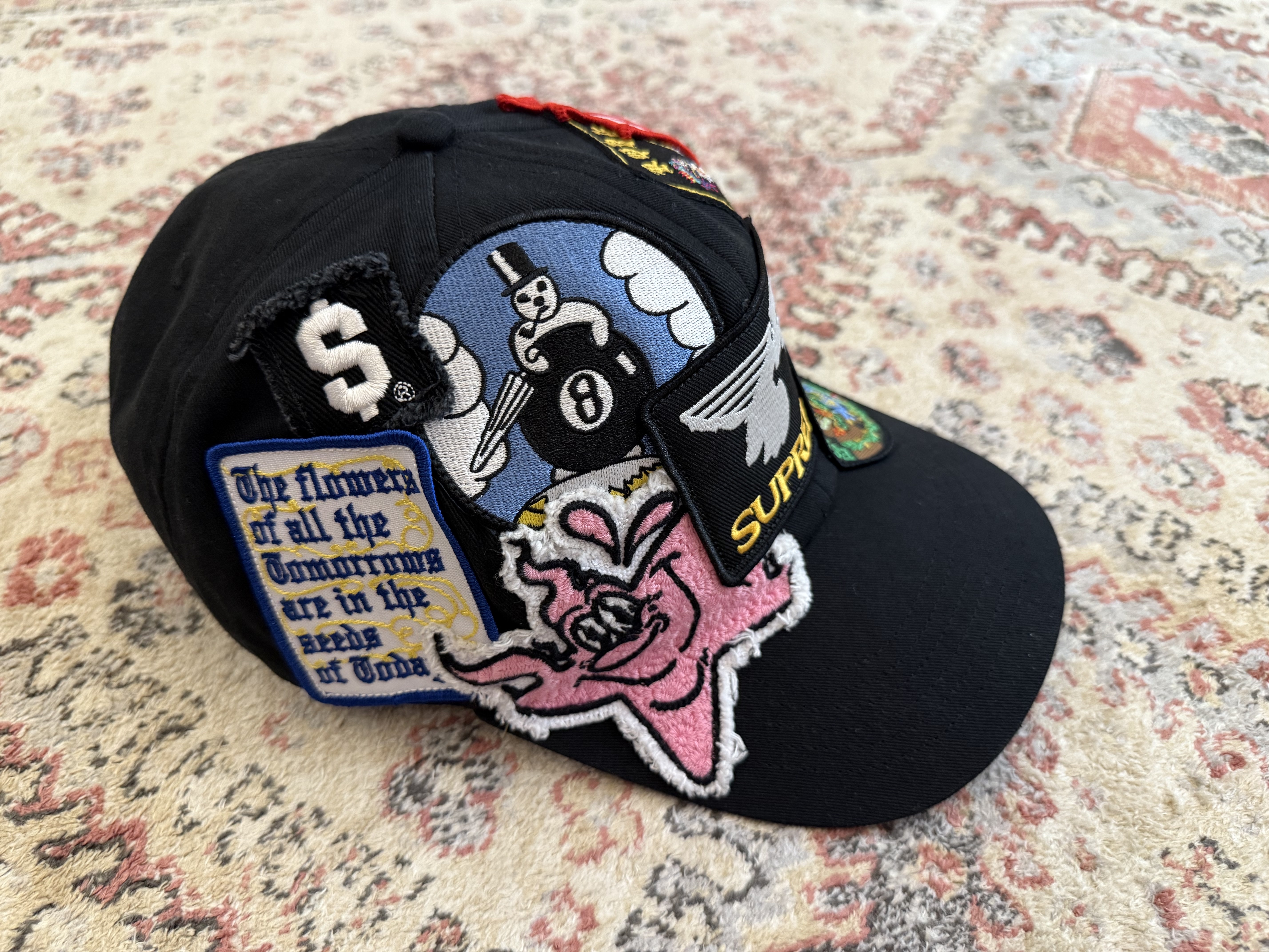 Supreme Patches 6-Panel Black - 25SS 착용 스타일 - 5