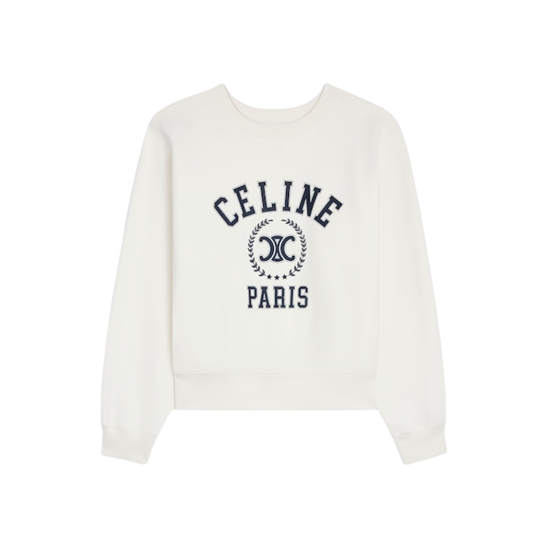 (W) 셀린느 코튼 플리스 오버사이즈 스웨트셔츠 워시드 화이트 네이비((W) Celine Oversized Sweatshirt in Cotton Fleece Washed White Navy) - 1