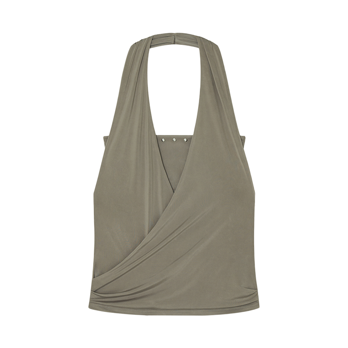 49892 Kashiko Stud Drape Halter Top Warm Gray - 대표 이미지 #1