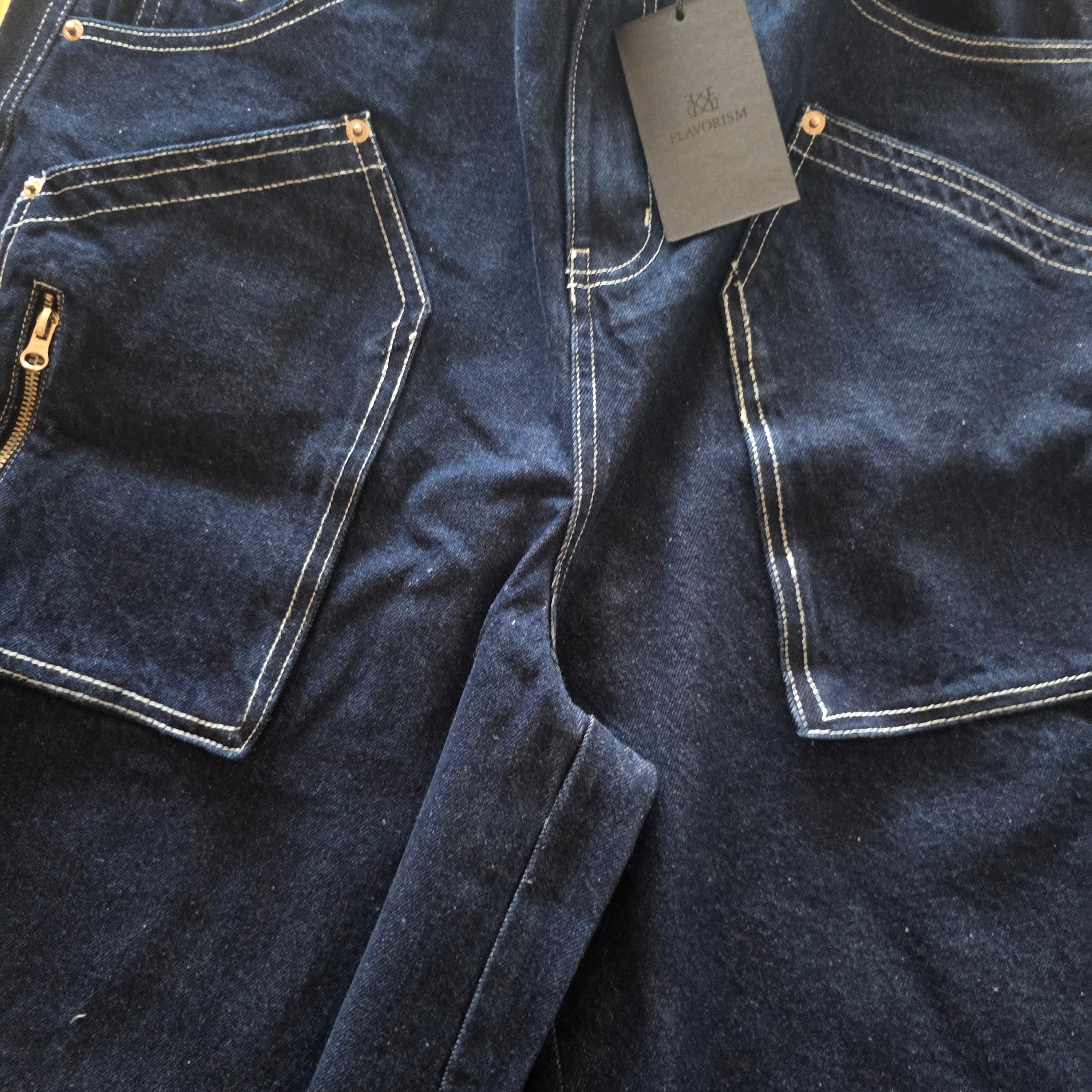 Flavorism Carpenter Bermuda Denim Pants Indigo 착용 스타일 - 1