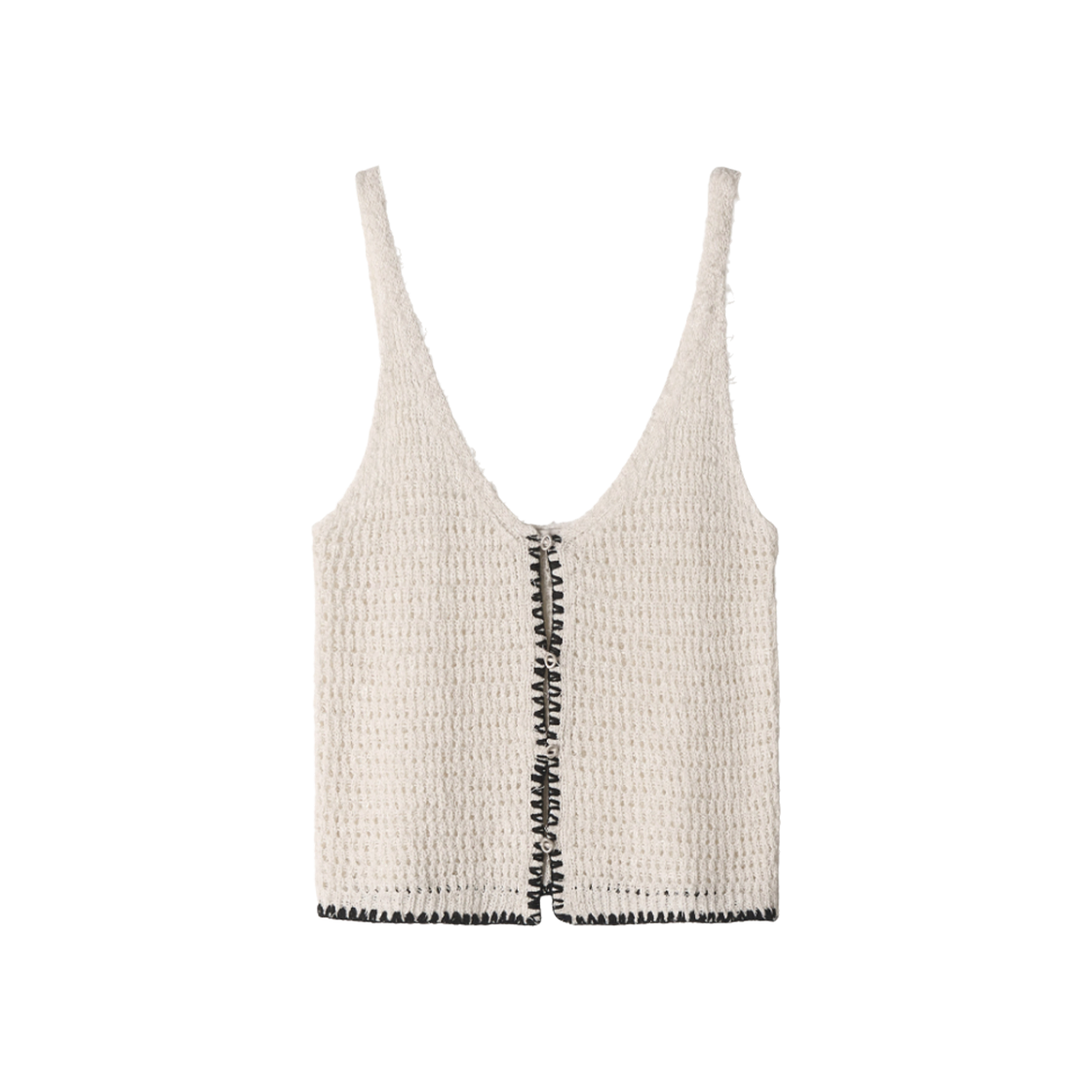 - (W) Aviemuah Stitch Fancy Knit Vest Ivory