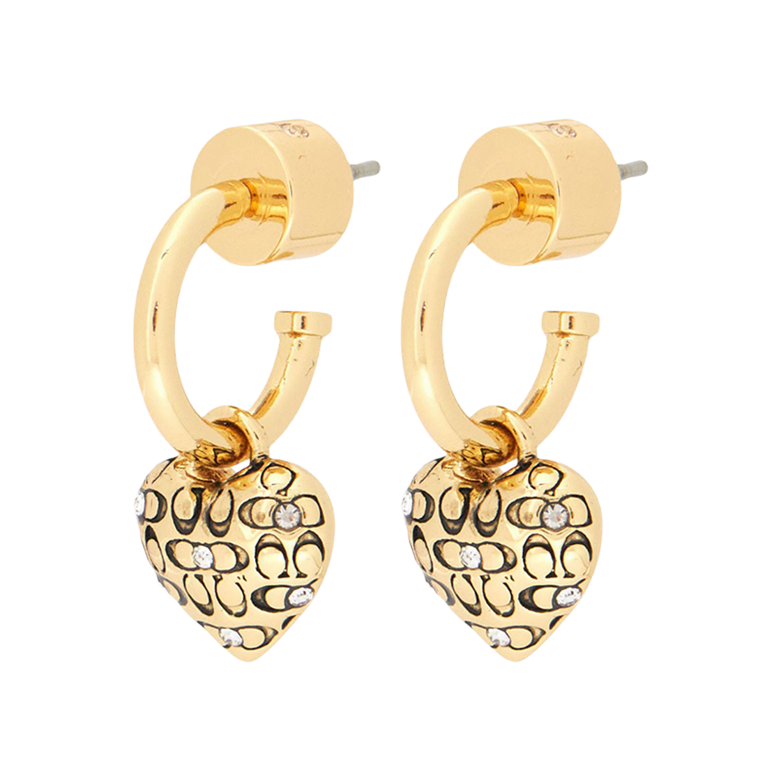 (W) 코치 시그니처 하트 이어링 골드((W) Coach Signature Heart Earring Gold) - 1