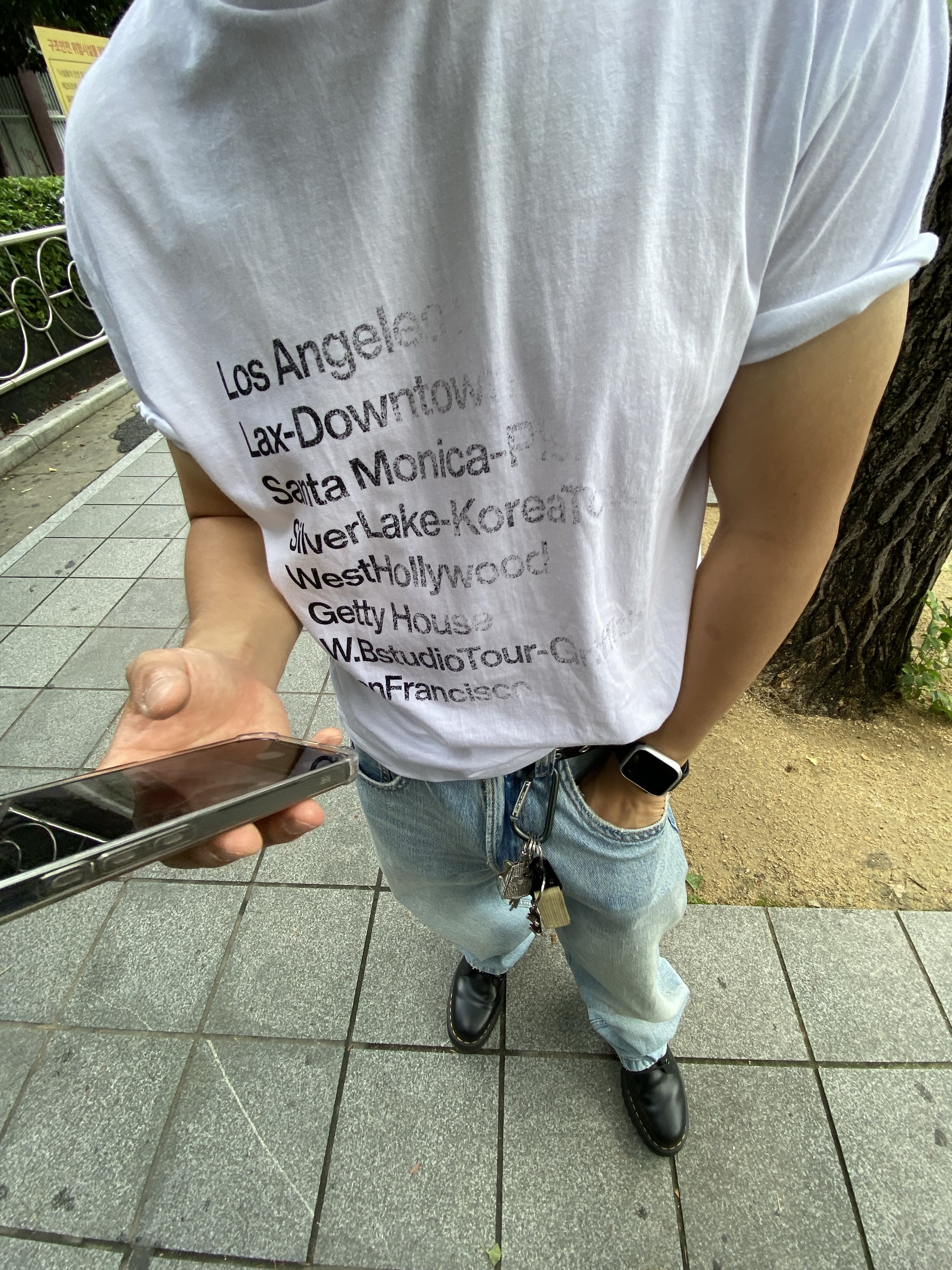 Millo Archive Faded Los Angeles T-Shirts White 착용 스타일 - 2