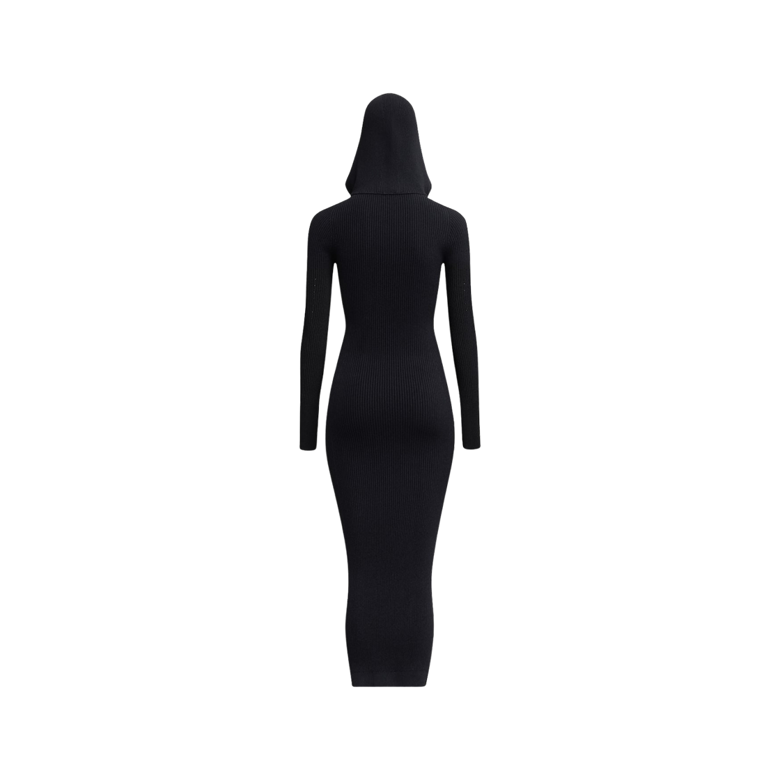 (W) 알라이아 립드 후드 니트 드레스 블랙((W) Alaia Ribbed Knit Dress with Hood Black) - 2