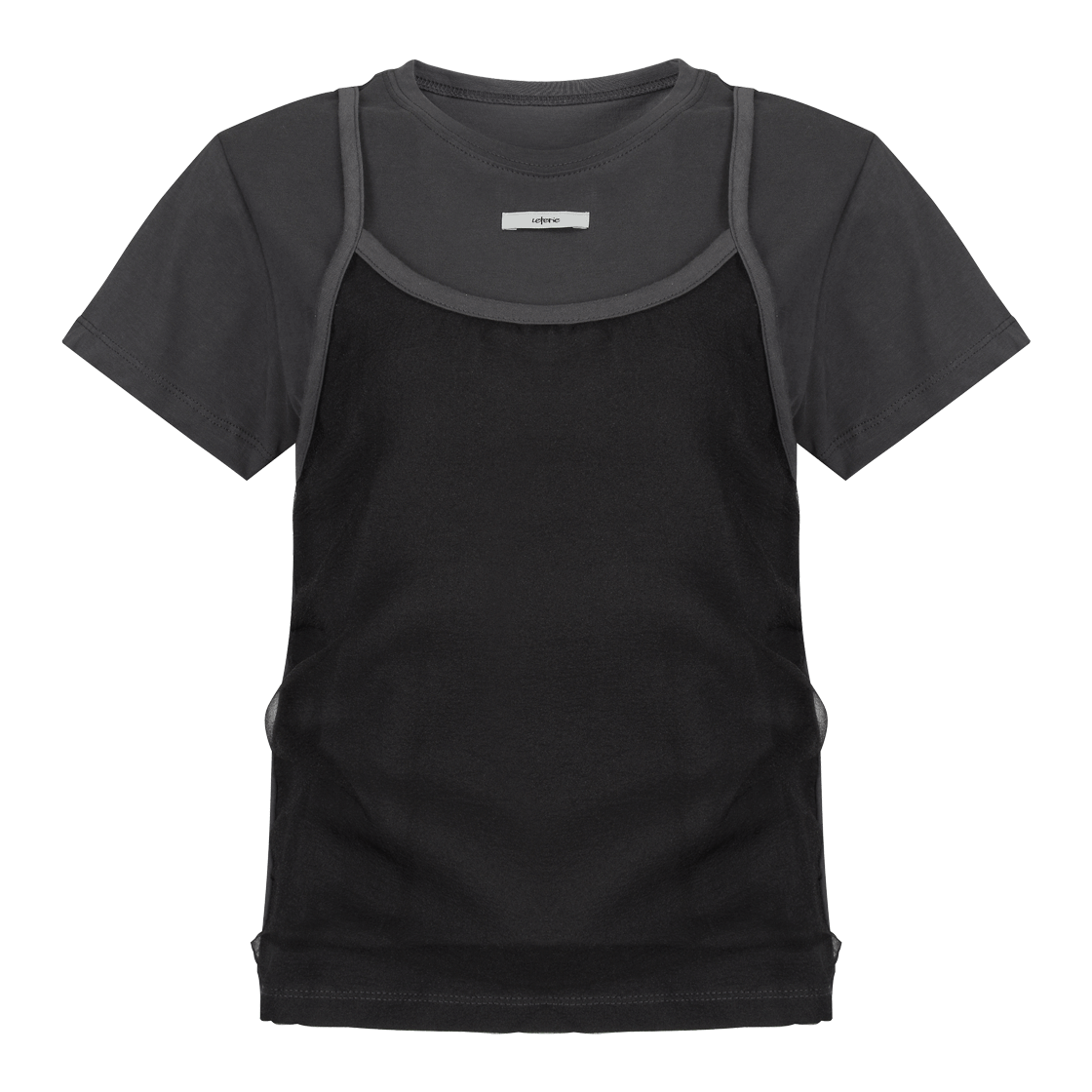 lr25ss11 Leterie Bustier Layered T-shirt Charcoal
