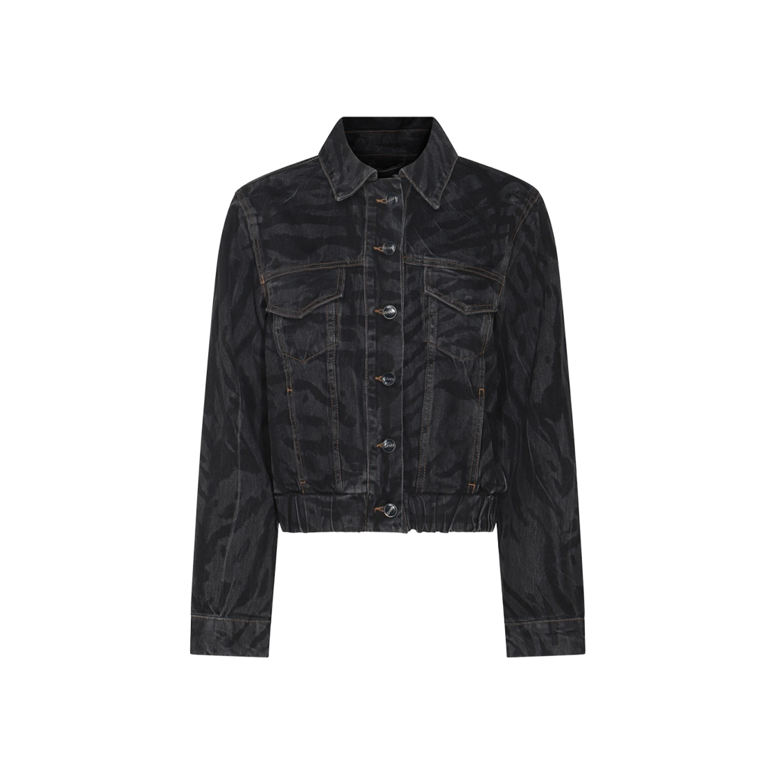 J1484-099 (W) Ganni Print Cropped Jacket Black