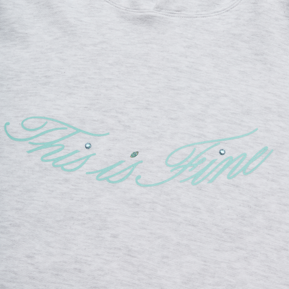 디스이즈파인 스탠다드 시그니처 후디 그레이+티프블루(THIS IS FINE Standard Signature Hoodie Gray+TIF Blue) - 4