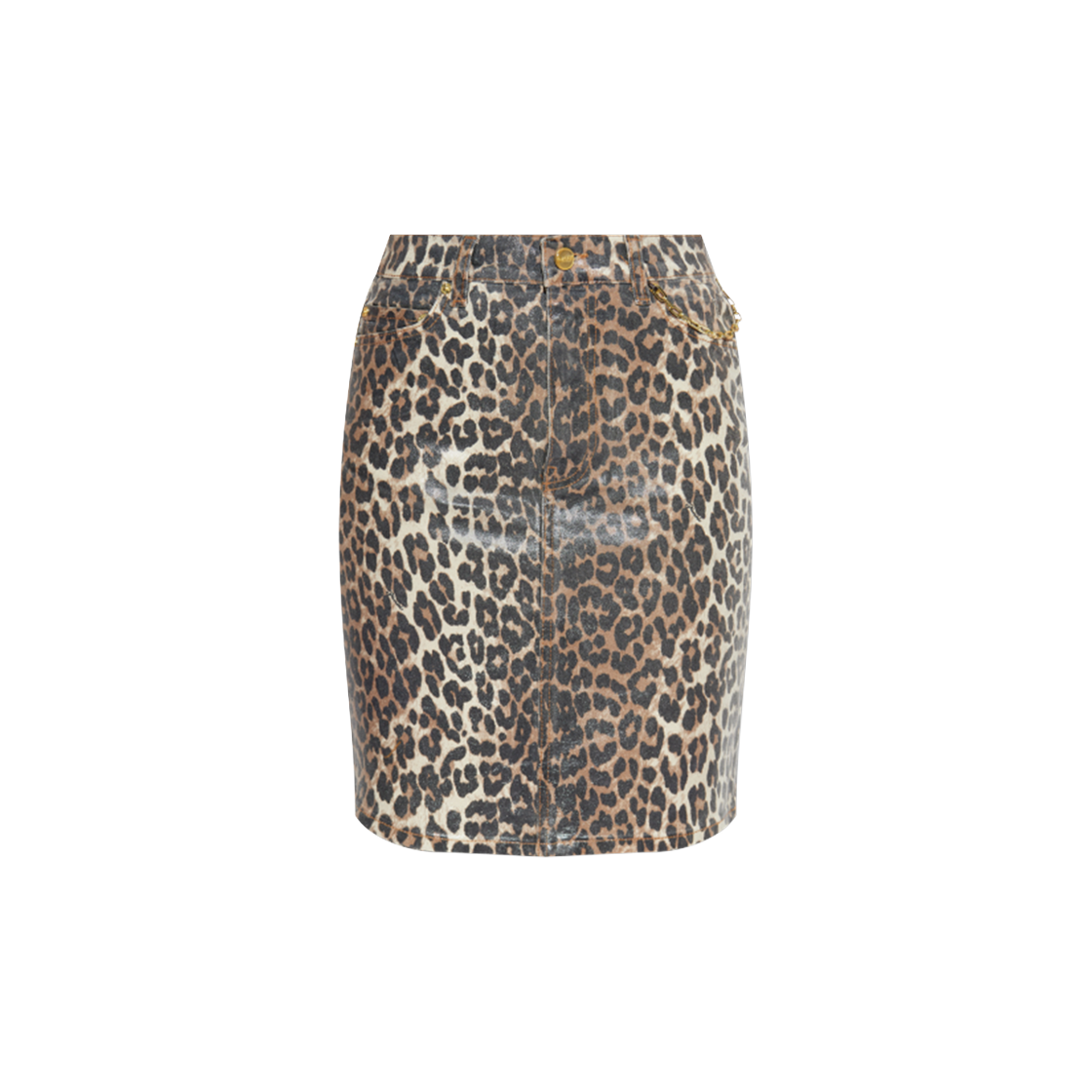 (W) 가니 애니멀 프린트 스커트 레오파드((W) Ganni Skirt with Animal Print Leopard)