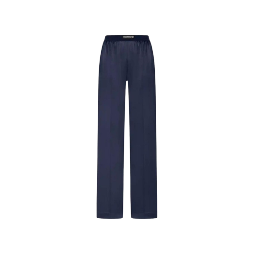 PAW397-FAX881-HB840 (W) Tom Ford Stretch Silk Straight Pants Dark Navy