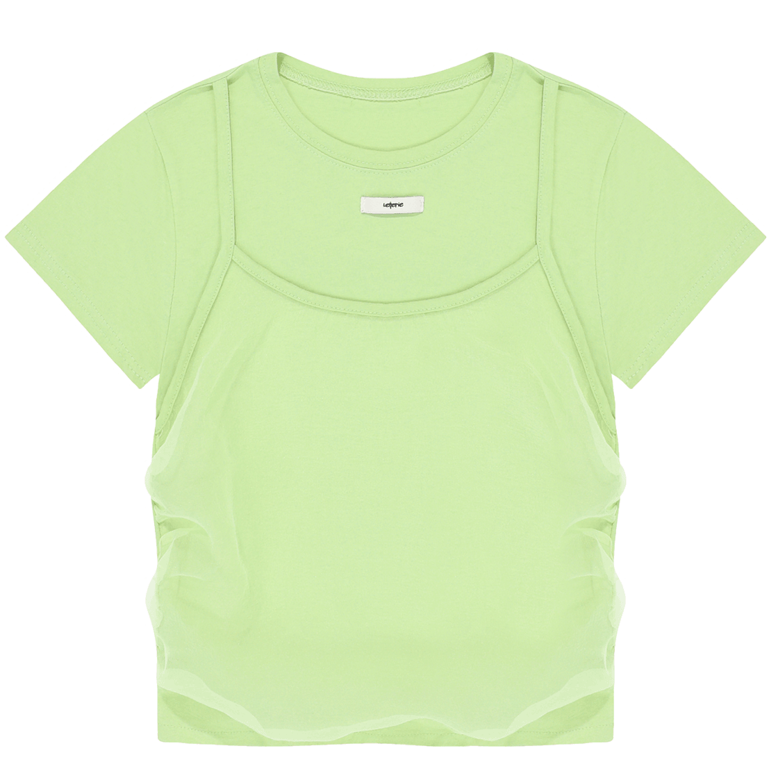 lr25ss14 Leterie Bustier Layered T-shirt Lime