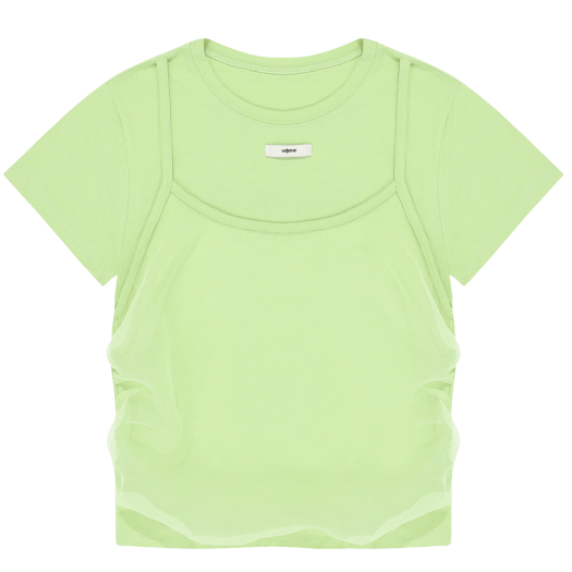 lr25ss14 Leterie Bustier Layered T-shirt Lime