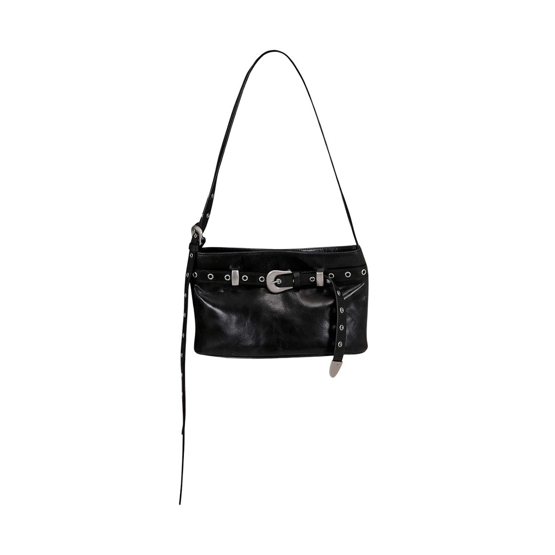 - Aviemuah Belt Layer Leather Bag Black