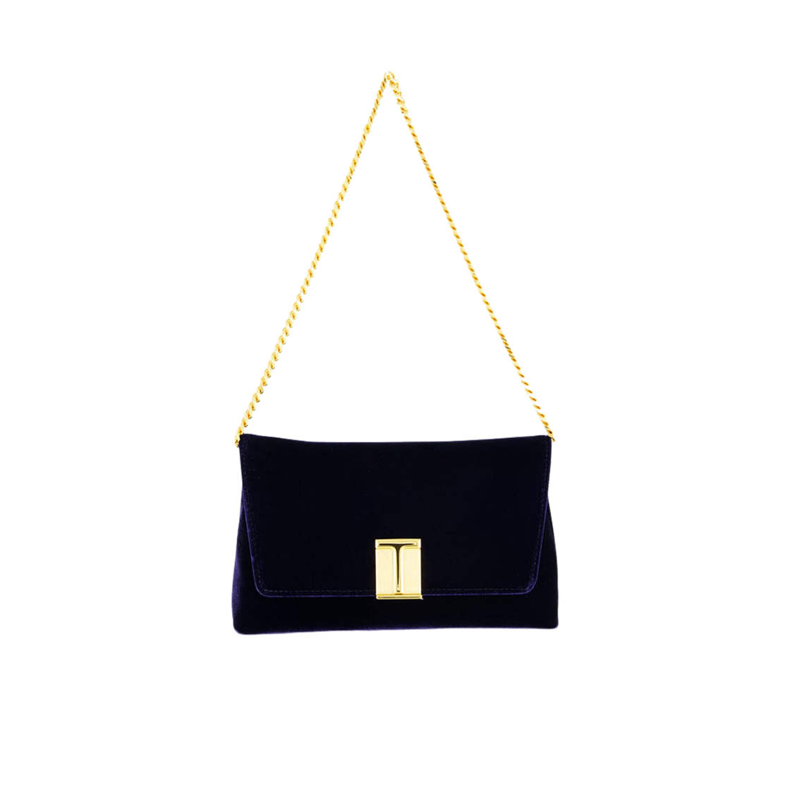 L1886-TVE001X-1L027 Tom Ford Velvet Flap Closure Shoulder Bag Ink Blue