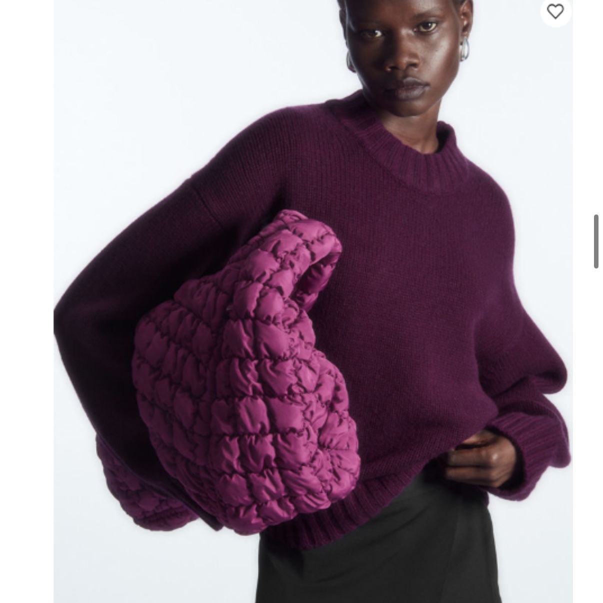 COS Quilted Oversized Shoulder Bag Burgundy, COS Quilted Mini Bag Bright Turquoise 착용 스타일 - 8