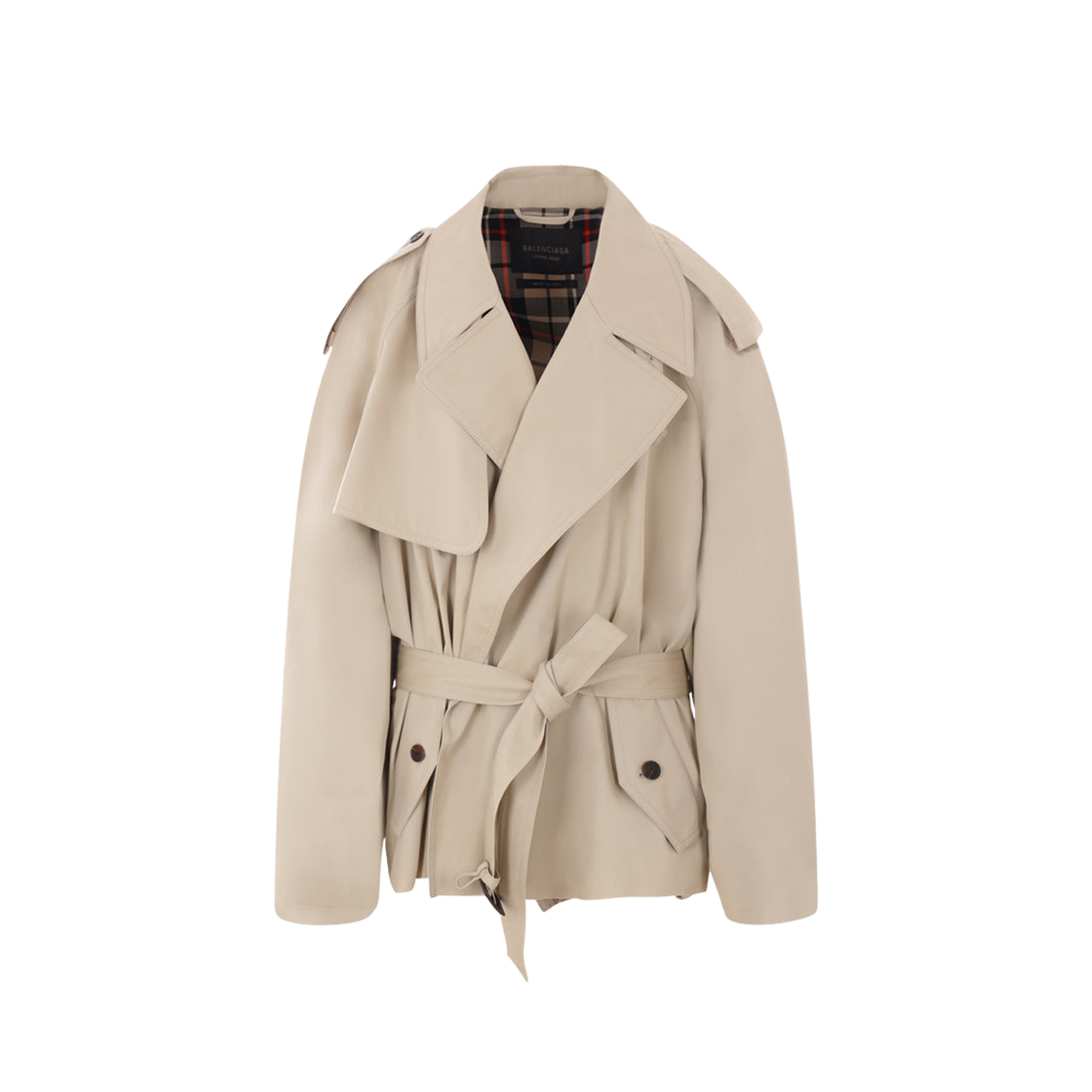 814615TBP019501 (W) Balenciaga Oversized Twill Trench Coat with Belt Natural
