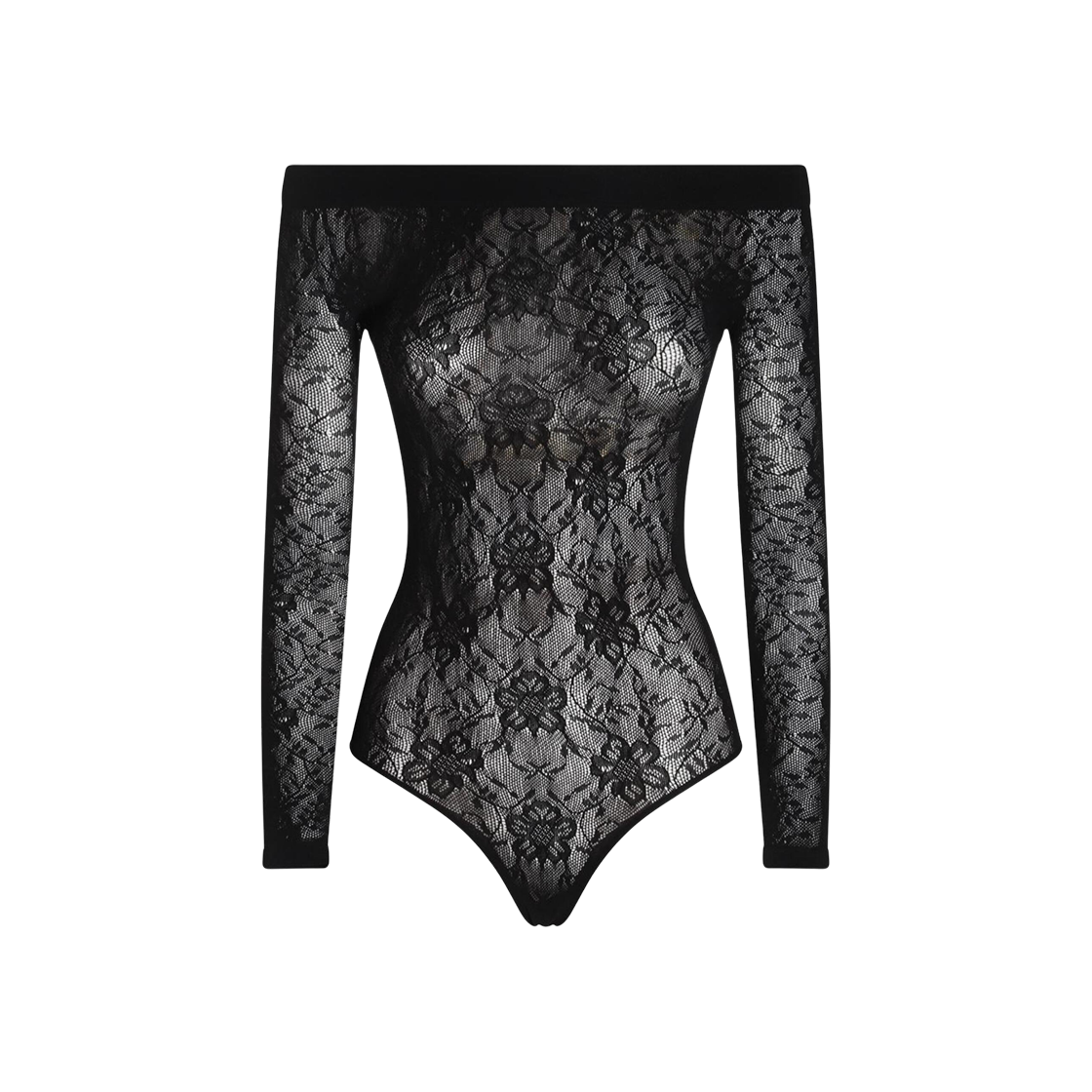 799818-Y37SR-1000 (W) Saint Laurent Bodysuit in Tricot Knit Fabric Black