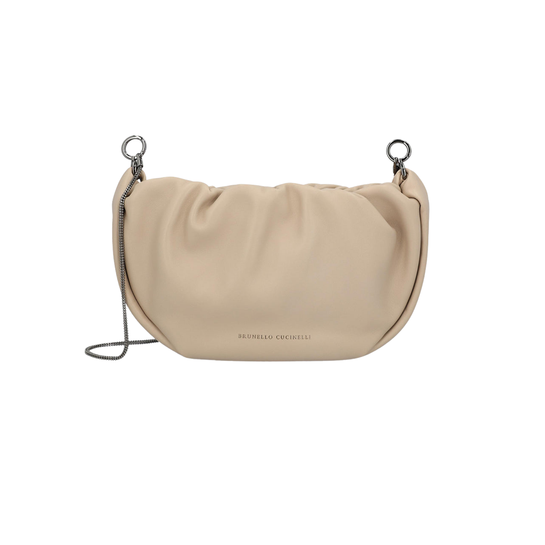 MBGPD2666-C3251 Brunello Cucinelli Brioche Hobo Bag with Precious Chain Beige