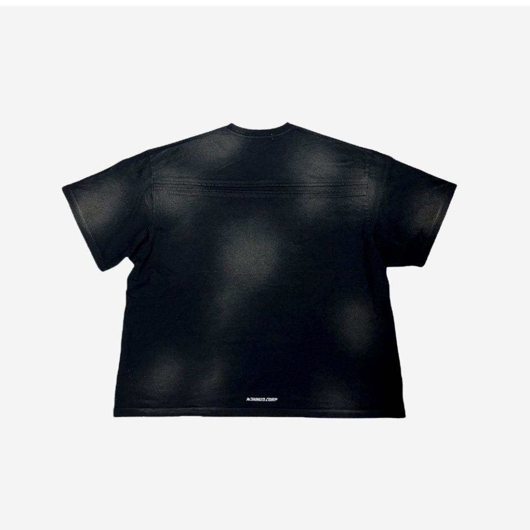 Nonnod Back Detail T Shirt Washed Black, Nonnod Double knee cover pants Vintage black 착용 스타일 - 1