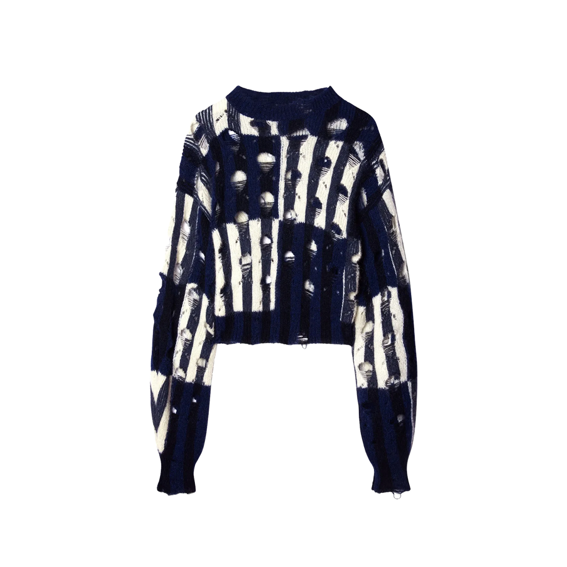 OWHE101F23KNI0014504 (W) Off-White Shibori Distressed Knitted Jumper Blue