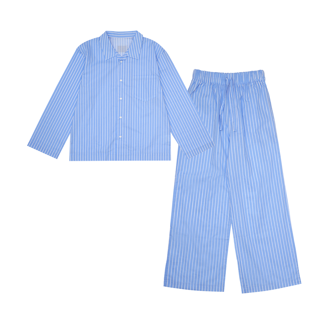 Pants Set - Light Blue LAZYZ Stay Stripe Pajamas Long Shirts Pants Set - Light Blue