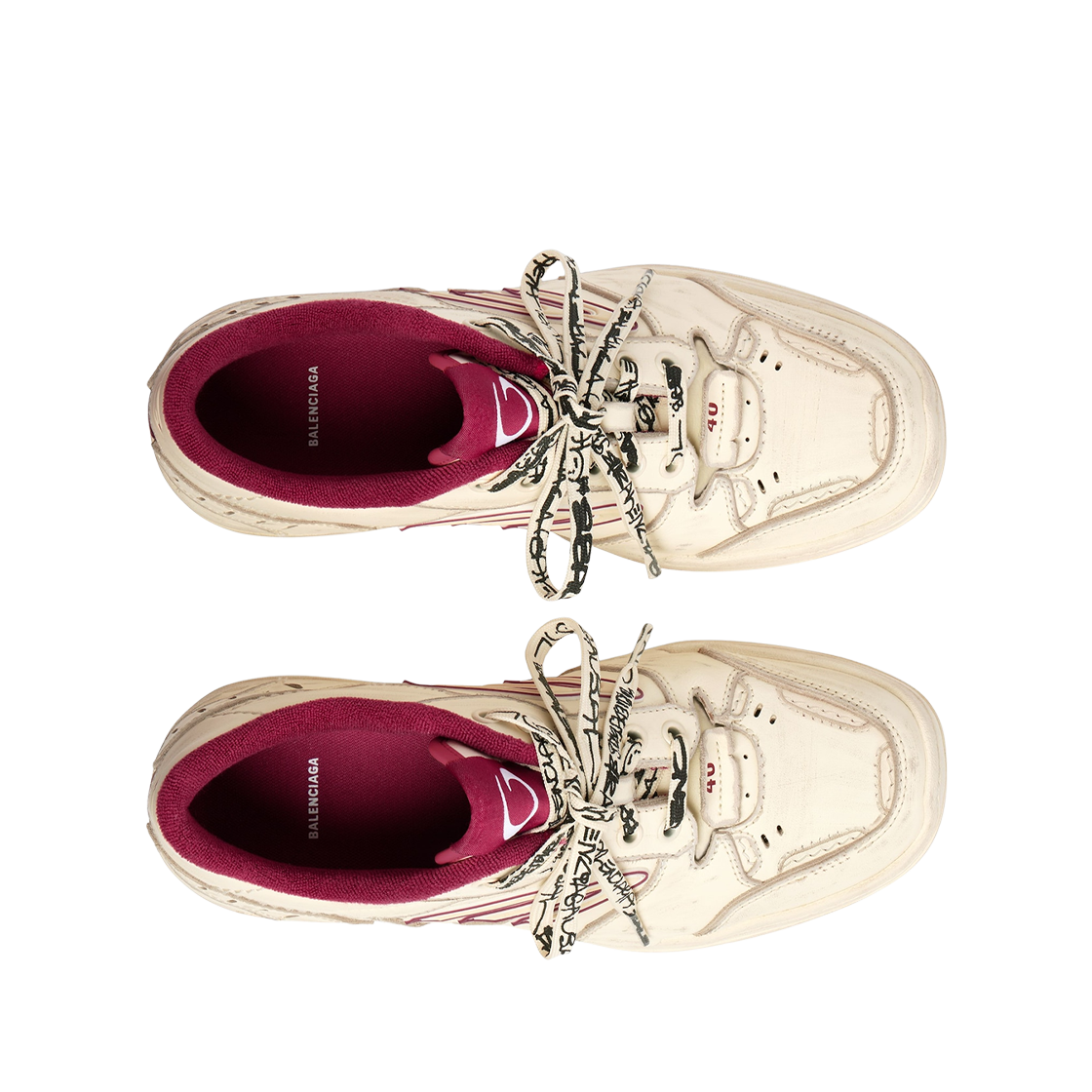 발렌시아가 햄튼스 미디움 원 아웃 스니커즈 오프 화이트 레드(Balenciaga Hamptons Medium Worn Out Sneakers Off White Red) - 2