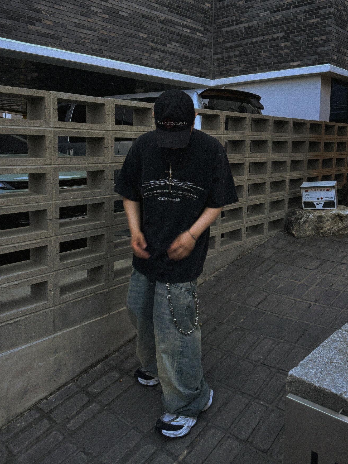 [더블적립] ETCE Optical 5 Panel Cap Black 착용 스타일