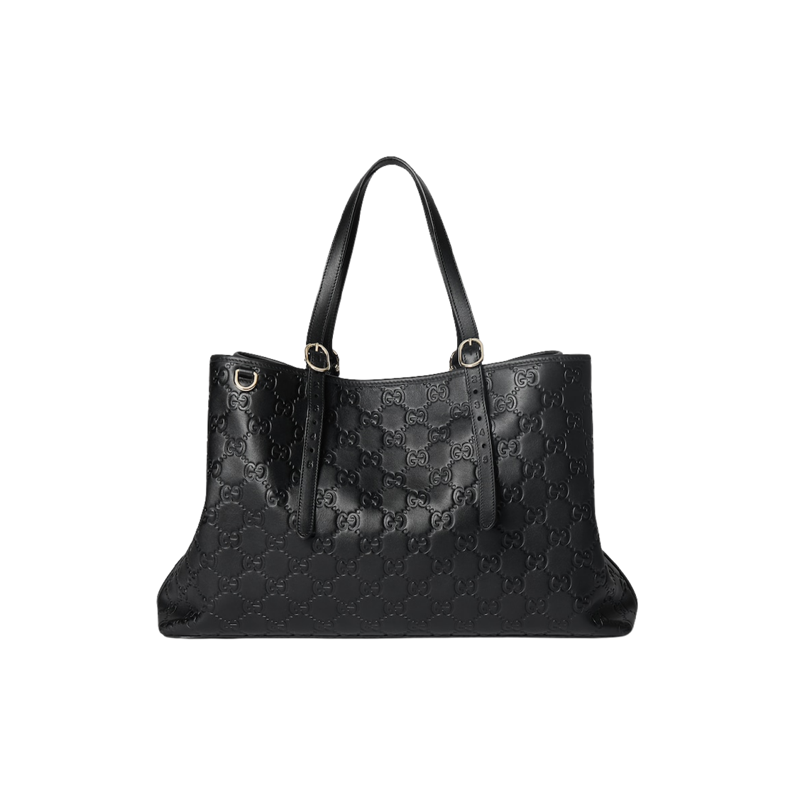 815213-AAFDV-1000 Gucci GG Emblem Large Tote Bag Black Leather