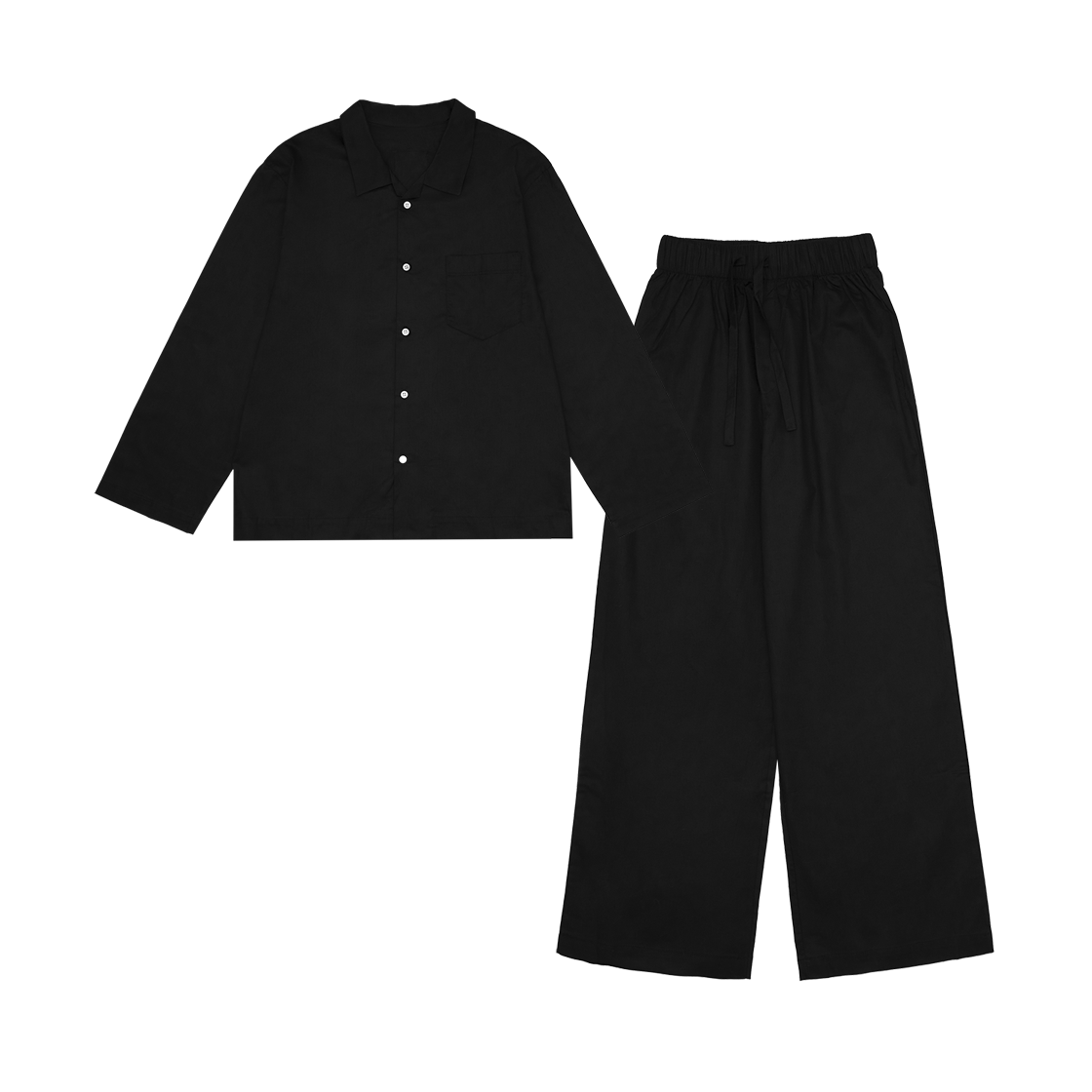 Shirts Pants Set - All Black LAZYZ Stay Pajamas Long Shirts Pants Set - All Black