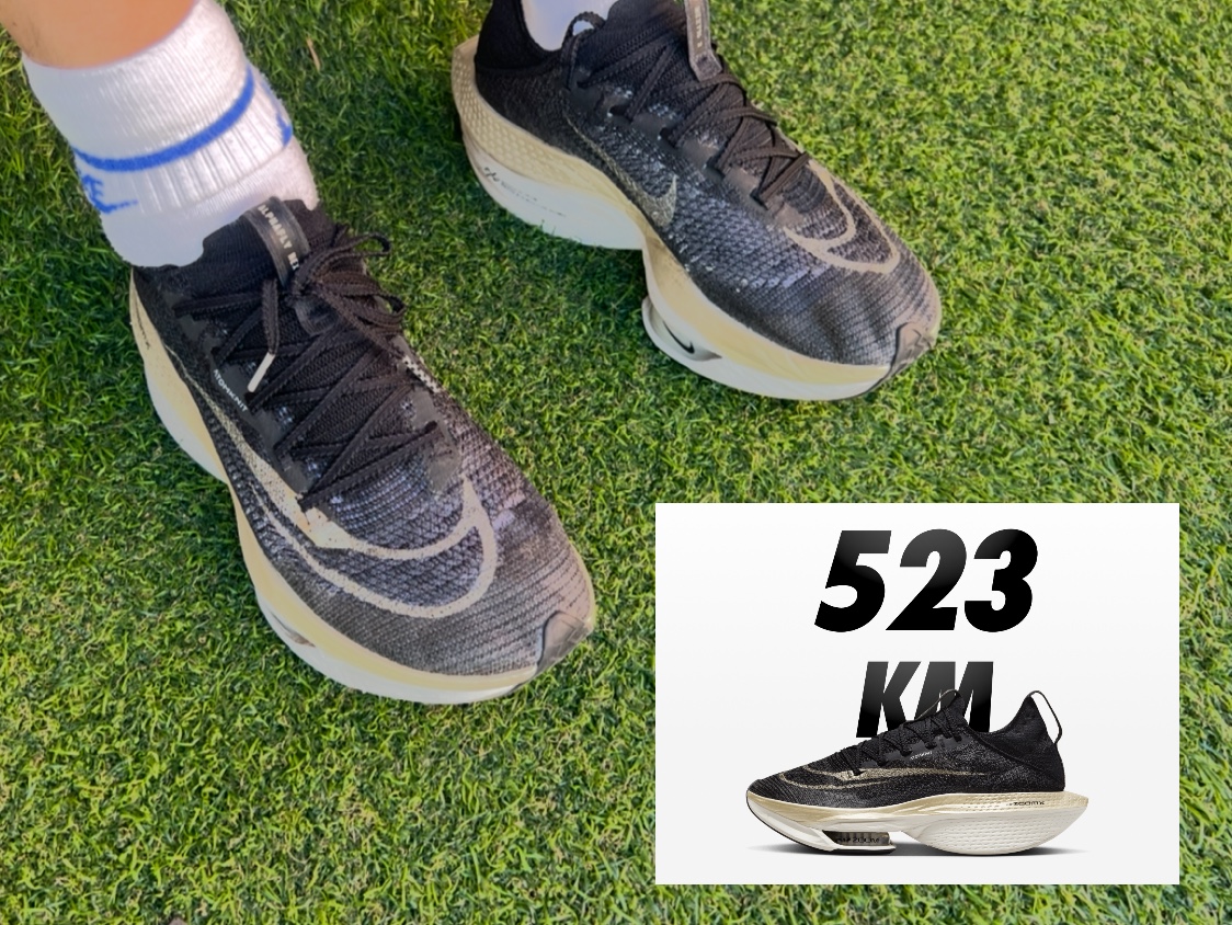 Nike Air Zoom Alphafly Next% 2 Black Metallic Gold Grain 착용 스타일