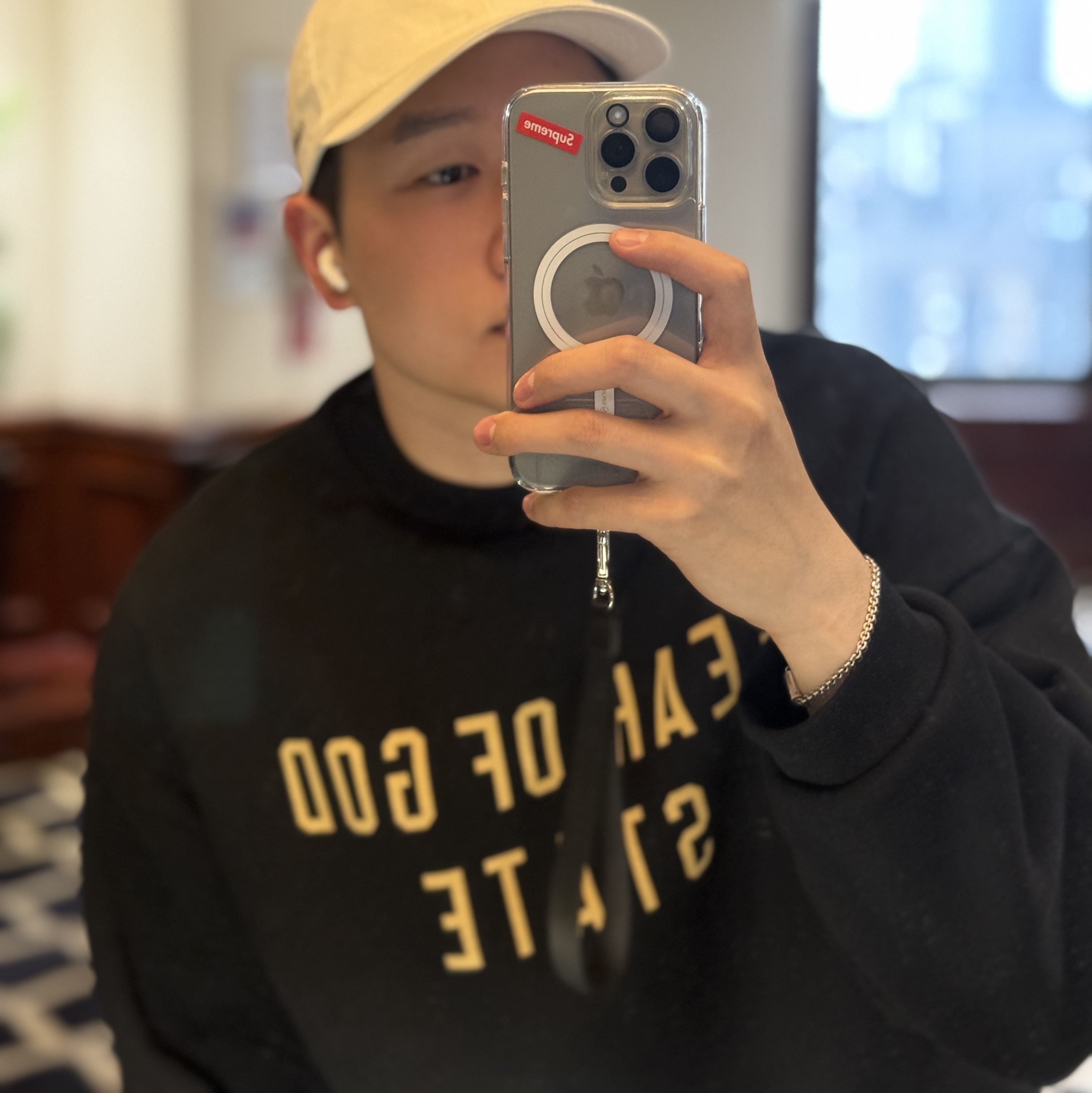 Essentials Fleece State Crewneck Black - 24FW 착용 스타일 - 1