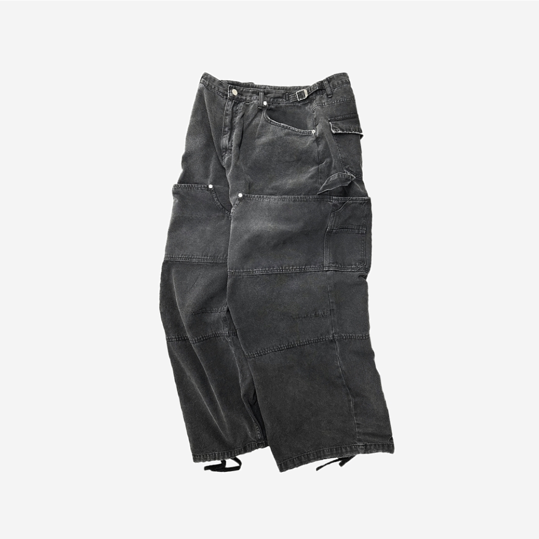 Nonnod Back Detail T Shirt Washed Black, Nonnod Double knee cover pants Vintage black 착용 스타일 - 2