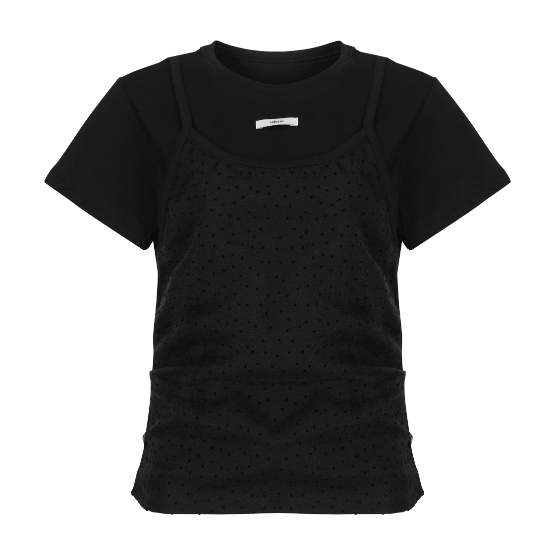 lr25ss13 Leterie Bustier Layered T-shirt Dot Black