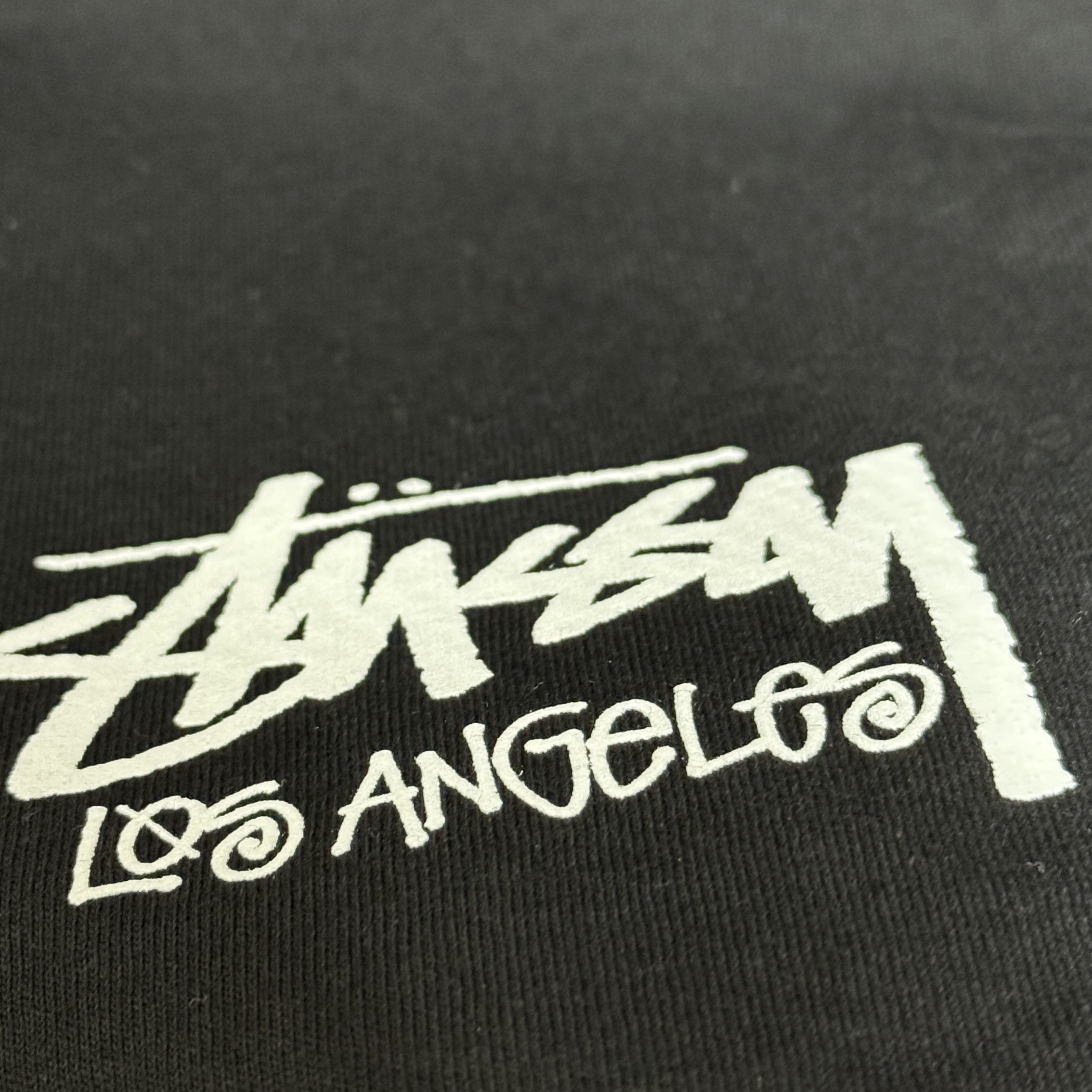 Stussy Stock Los Angeles T-Shirt Black 착용 스타일 - 1
