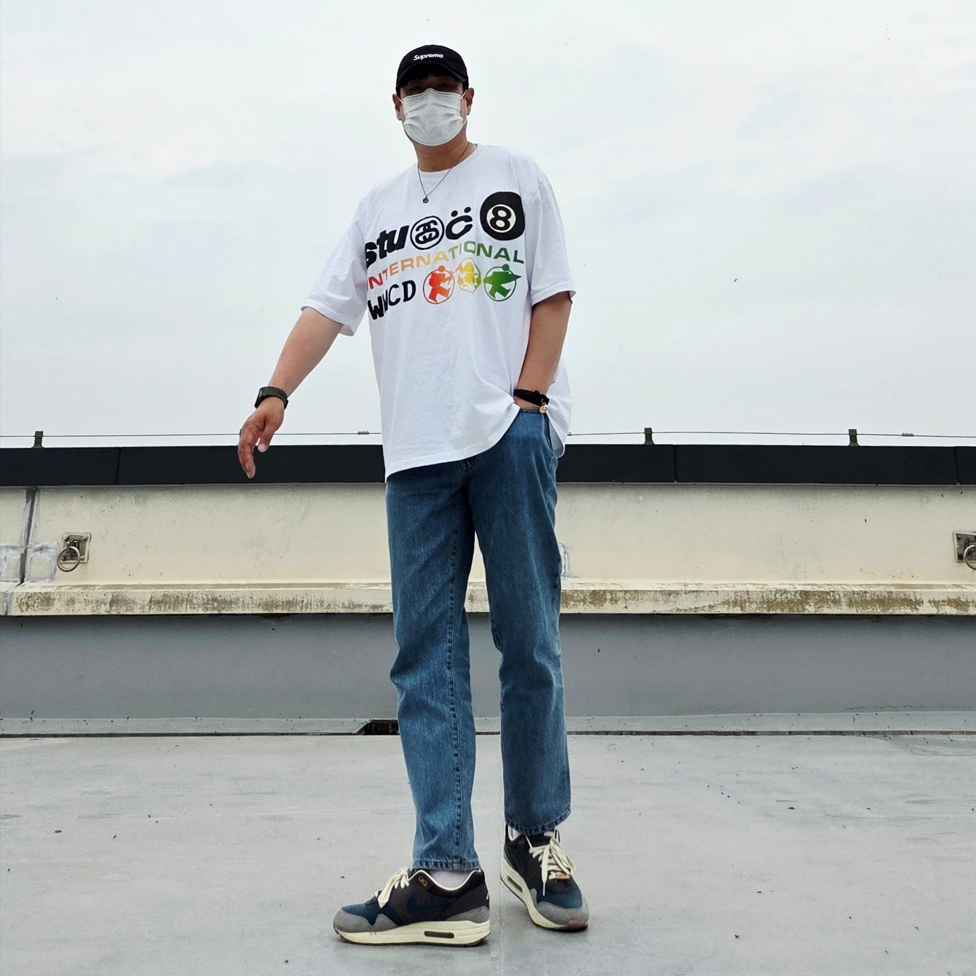 Haleine Metal Piercing Ring (VA218), Supreme Washed Chino Twill Camp Cap Black 착용 스타일 - 1