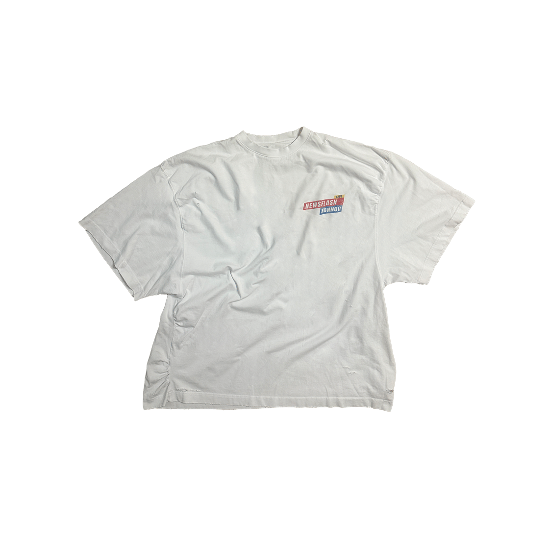 논노드 퍼커링 뉴스 플래쉬 티셔츠 워시드 화이트(Nonnod Puckering News Flash T-Shirt Washed White)