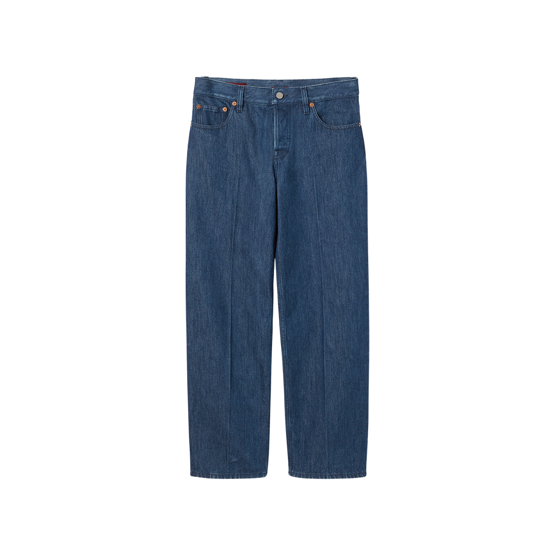 (W) 구찌 라벨 스트레이트 핏 데님 팬츠 다크 블루((W) Gucci Straight Fit Denim Pants Dark Blue)