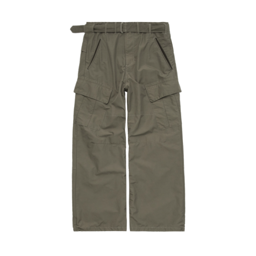 PL5OPT0701GA Polyteru Nylon Belted Cargo Pants Olive