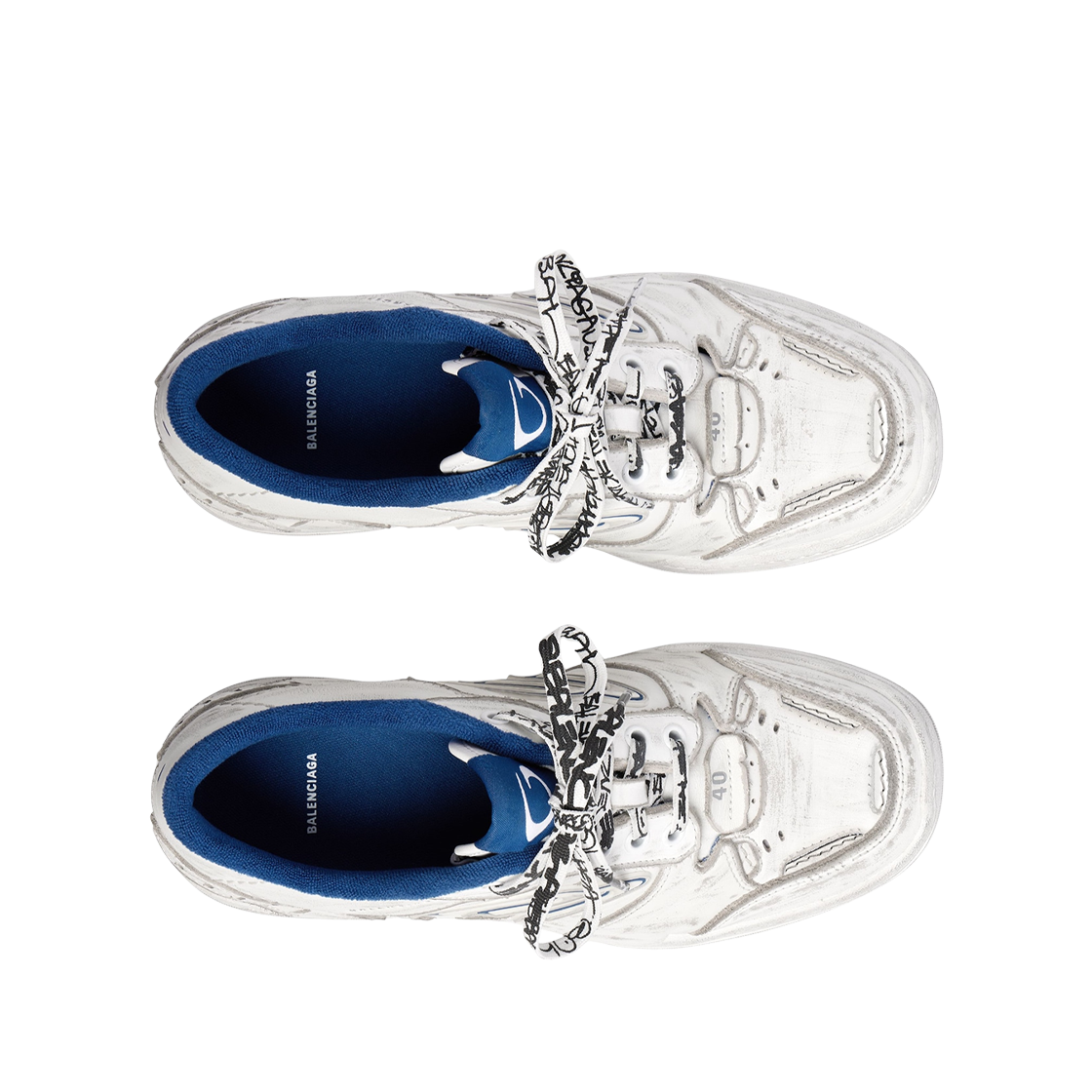 발렌시아가 햄튼스 원 아웃 스니커즈 화이트 다크 블루(Balenciaga Hamptons Worn Out Sneakers White Dark Blue) - 2