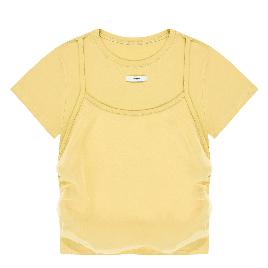 lr25ss15 Leterie Bustier Layered T-shirt Yellow