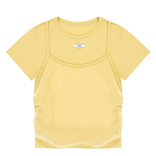 lr25ss15 Leterie Bustier Layered T-shirt Yellow