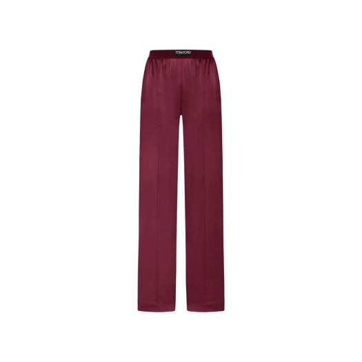 PAW397-FAX881-GV481 (W) Tom Ford Stretch Silk Straight Pants Deep Plum