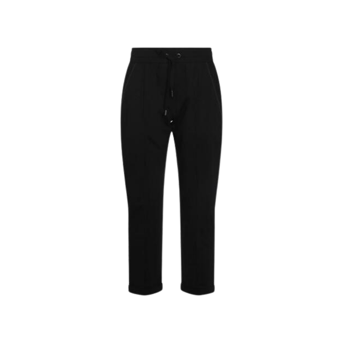 MH827FB799-C101 (W) Brunello Cucinelli Stretch Cotton Lightweight French Terry Track Trousers with Monili Black
